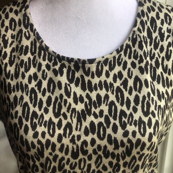 Vintage Spiegel Sweater Sheath Dress Size 12 Leopard Animal Print Sleeveless - Picture 2 of 7